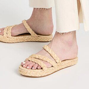 Carrie Forbes Amalfi Raffia platform slide Size 7 37